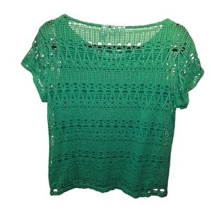 Chico's Sz. Medium Kelly Green Open Knit Sweater